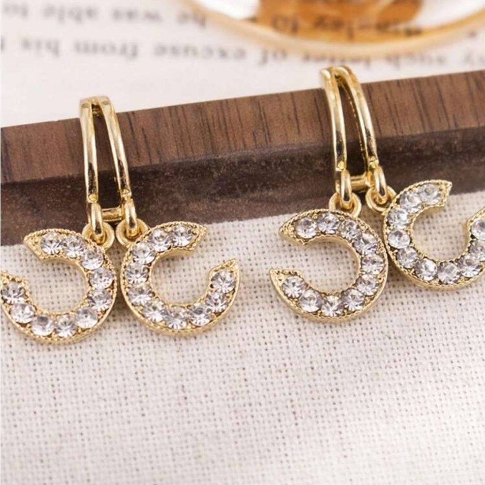Fashion Jewelry Gold Crystal Earrings